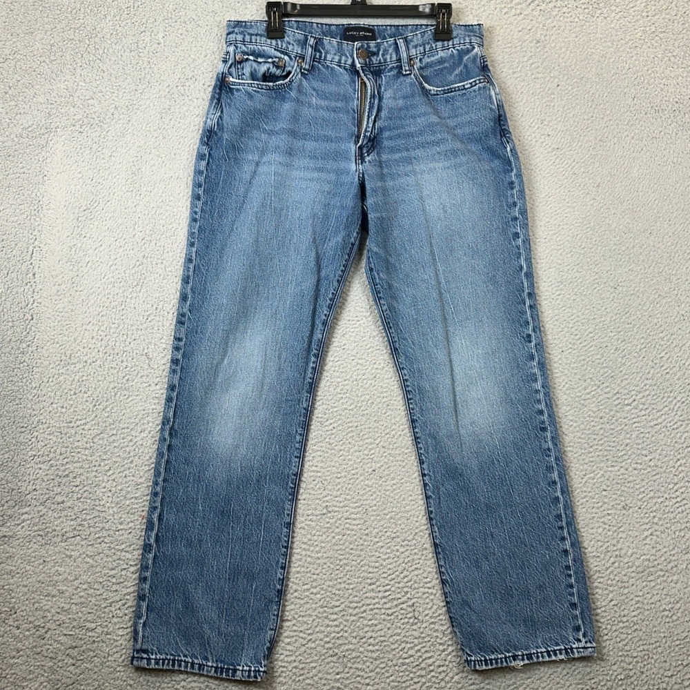 Lucky Brand 363 Jeans Mens 32X32 Vintage Straight Blue Linen Blend Denim EUC